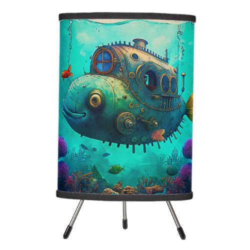 Miles Under the Sea Submarine Steampunk Tripod Lamp