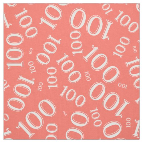 Milestone 100 Number Pattern CoralWhite Fabric