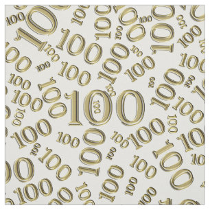 Milestone 100 Number Pattern Gold/White Fabric