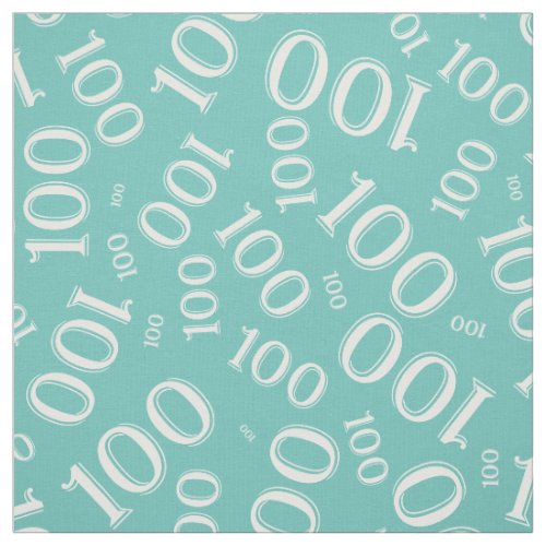 Milestone 100 Number Pattern TealWhite Fabric