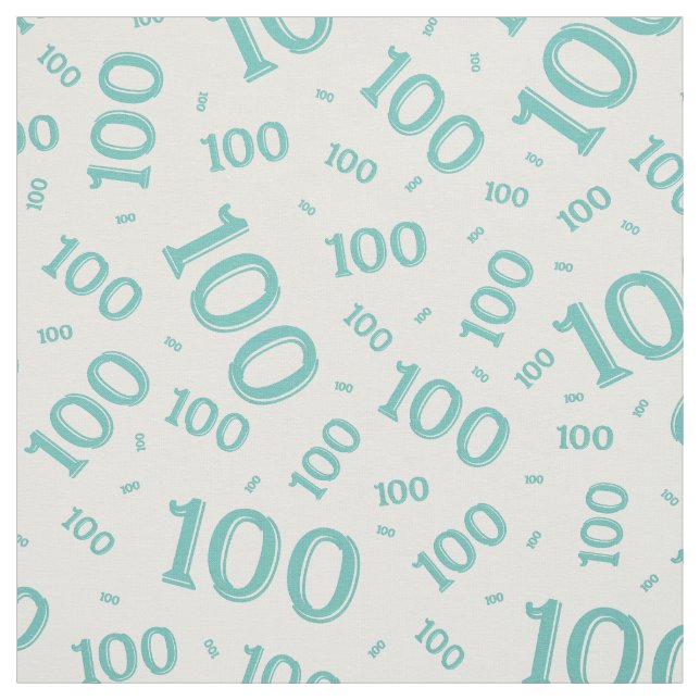 Milestone 100 Number Pattern Teal/White Fabric (Swatch)