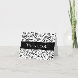 Milestone 30 Thank You Number Pattern Black/White Card