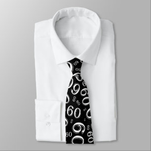 Milestone 60 Random Number Pattern Black/White Neck Tie
