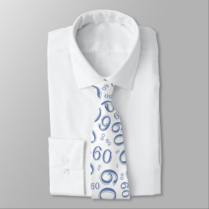Milestone 60 Random Number Pattern Blue/White Neck Tie