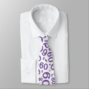 Milestone 60 Random Number Pattern Purple/White Neck Tie
