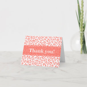 Milestone 65 Random Number Pattern Coral/White Thank You Card