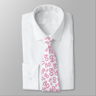 Milestone 80 Random Number Pattern Pink/White Neck Tie