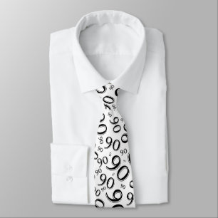 Milestone 90 Random Number Pattern Black/White Neck Tie