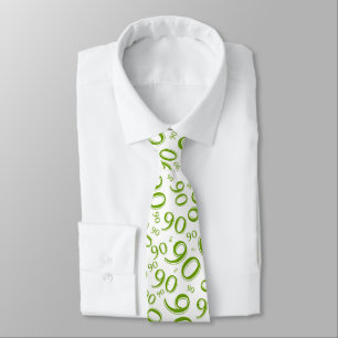 Milestone 90 Random Number Pattern Green/White Neck Tie