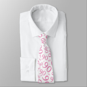Milestone 90 Random Number Pattern Pink/White Neck Tie