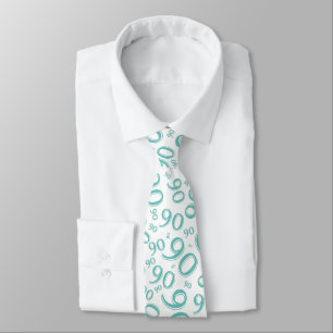 Milestone 90 Random Number Pattern Teal/White Neck Tie