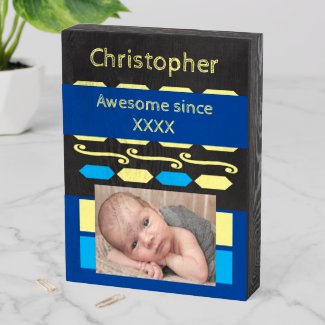 Milestone awesome since add photo blue yellow