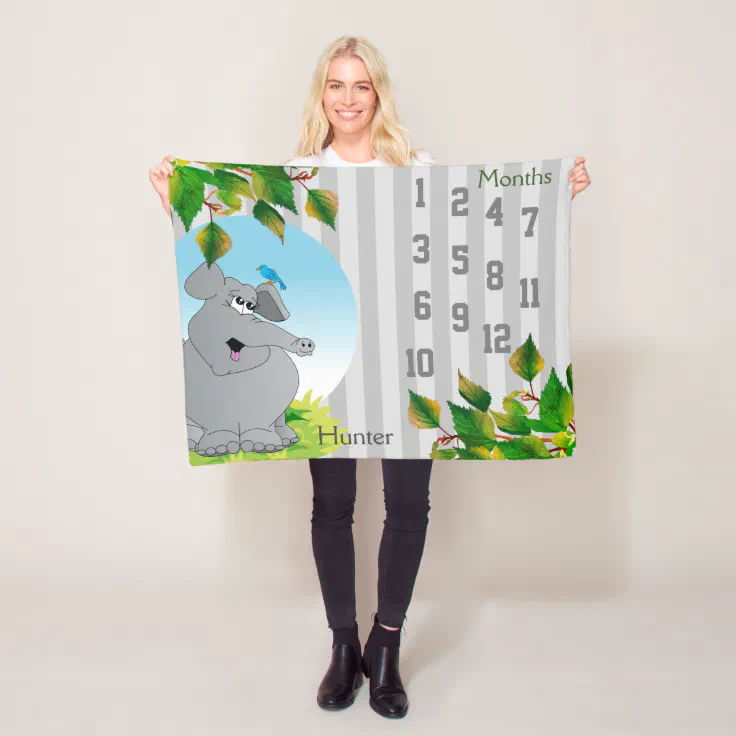 Milestone Baby Blanket Elephant Zazzle
