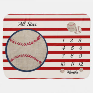 Personalized Dodgers Baby Blue Baseball Milestone Blanket 