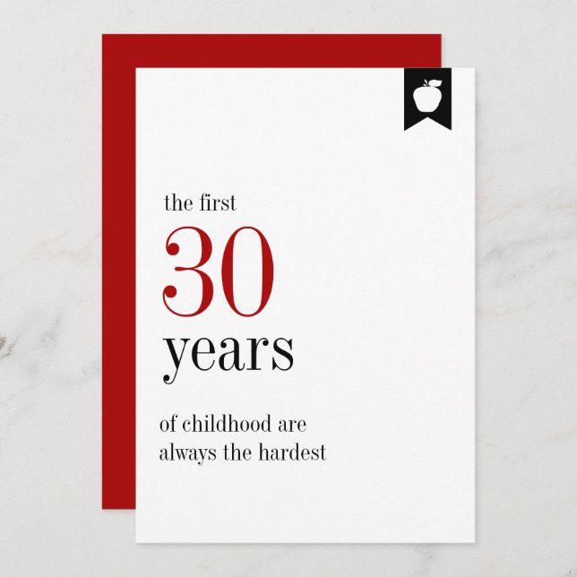 Milestone Birthday 30th Birthday Card (Front/Back)