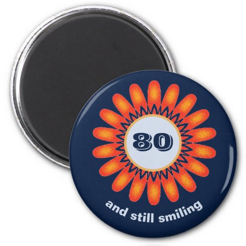 Milestone Birthday 80th Orange Flower Celebration Magnet