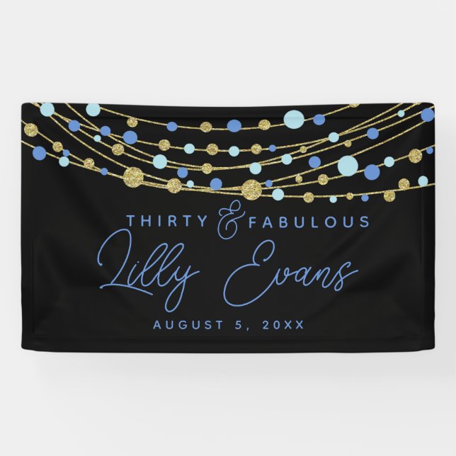 Milestone birthday banner customise, 40th blue (Horizontal)