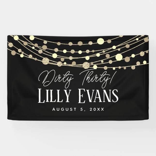 Milestone birthday banner customize, dirty thirty (Horizontal)