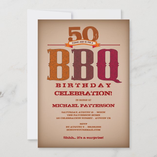 Milestone Birthday BBQ Celebration Invitation (Front)