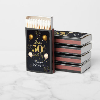 Milestone Birthday Black Gold Matchboxes