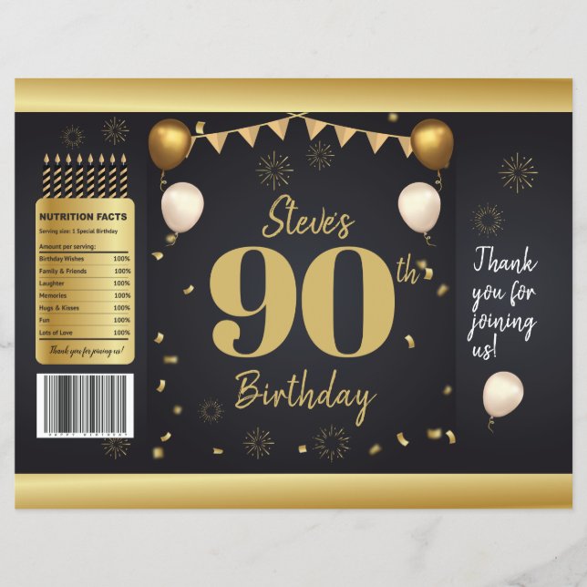 Milestone Birthday Gold Black Chip Bag Wrappers (Front)