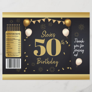 Milestone Birthday Gold Black Chip Bag Wrappers