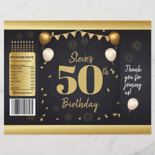 Milestone Birthday Gold Black Chip Bag Wrappers