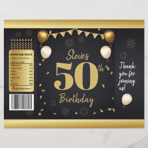 Milestone Birthday Gold Black Chip Bag Wrappers