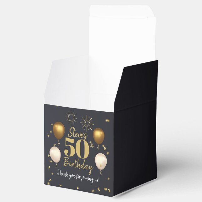 Milestone Birthday Gold Black Favor Boxes (Opened)