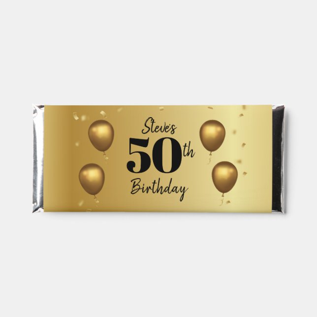 Milestone Birthday Gold  Hershey Bar Favors (Front)