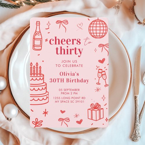 Milestone Birthday Party Invite | Cheers to Thirty