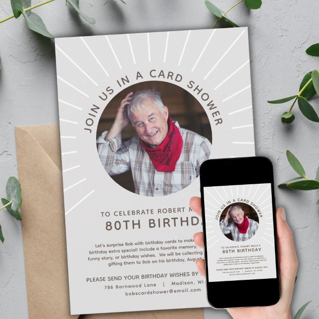Milestone Birthday Photo Card Shower Invitation (Creator Uploaded)