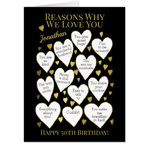 Milestone Birthday Reasons I Love You Oversized Card