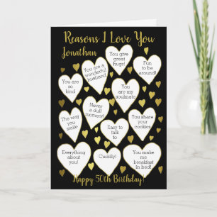Milestone Birthday Reasons I Love You Personalized Card