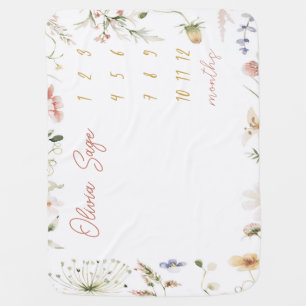 Milestone Blanket Girl Custom Name Blanket Wildflo