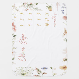 Milestone Blanket Girl Custom Name Blanket Wildflo