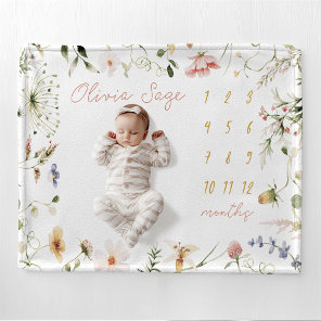 Milestone Blanket Girl Custom Name Blanket Wildflo