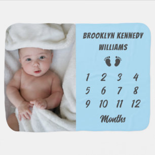 Milestone Custom Photo Newborn Name New Baby Month Blanket