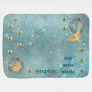 Milestone Dolphin Baby Blanket