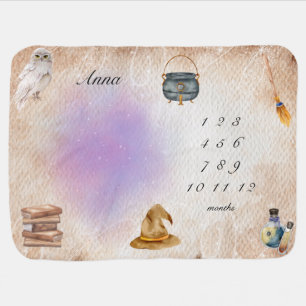 Milestone Gender Neutral Wizard Magic Modern Baby Blanket