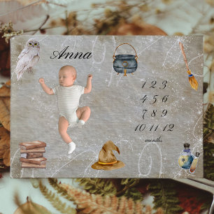 Milestone Gender Neutral Wizard Magic Modern Baby Blanket