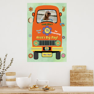 Milestone Groovy Hippie Birthday Party Poster