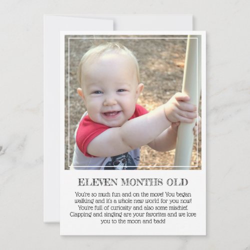 Milestone Keepsake Card Eleven Months Old Announc Announcement