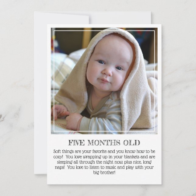 Milestone Keepsake Card: Five Months Old Announcement (Front)