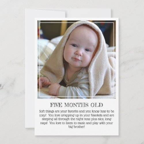 Milestone Keepsake Card Five Months Old Announcement