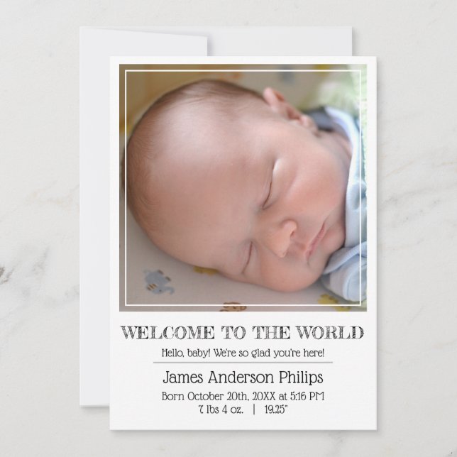 Milestone Keepsake Card: Newborn Welcome Announcement (Front)