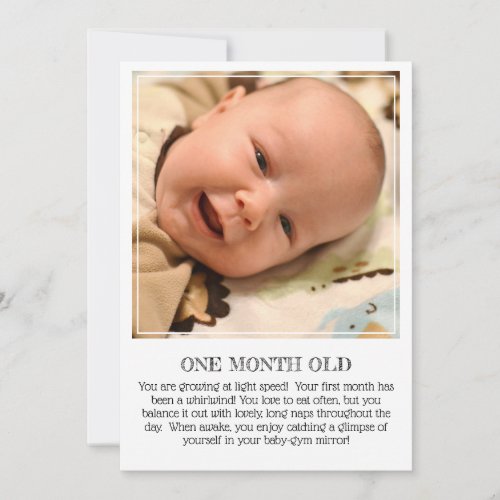 Milestone Keepsake Card One Month Old Announcement