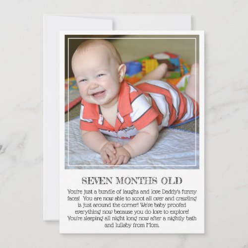 Milestone Keepsake Card Seven Months Old  Announcement