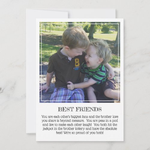 Milestone Keepsake Card Siblings Best Friends Announcement