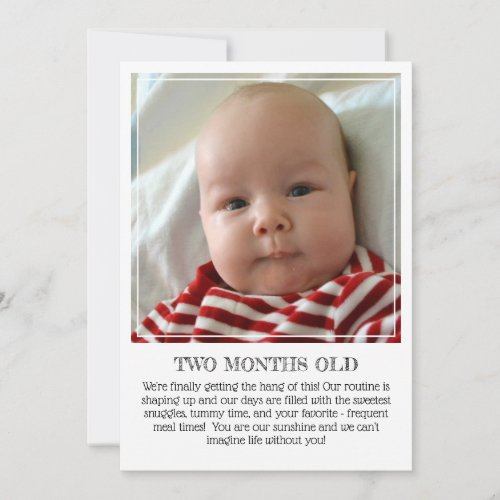 Milestone Keepsake Card Two Months Old Announcement